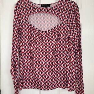 Eloquii Red and White Patterned Blouse